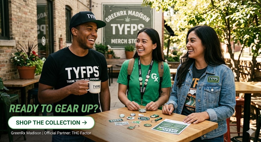 Official TYFPS apparel at GreenRx Madison